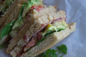 Avocado Bacon Tomato and Lettuce Sandwich